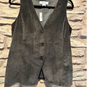 `Madewell Corduroy Button Front Vest Size 4 Olive Green